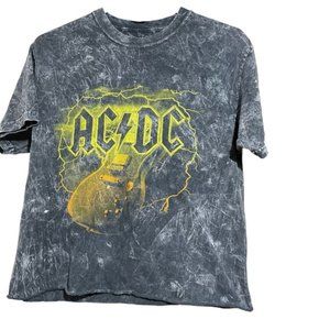 Ac Dc Gray Tie Dye Graphic Crop T Shirt Pullover Size Medium 2020